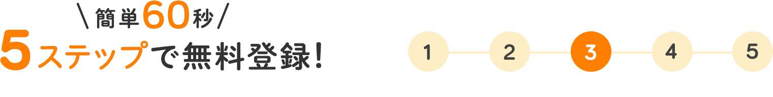 簡単60秒 5ステップで無料登録！