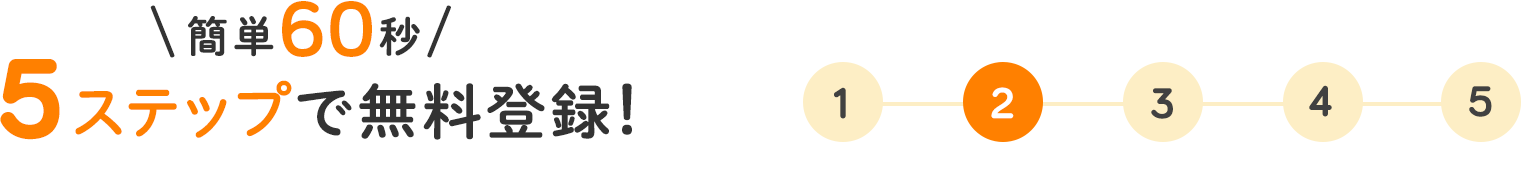 簡単60秒 5ステップで無料登録！