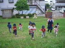 リトルキッズつつじヶ丘園の写真3枚目：日々の保育のなかで、たくさんの戸外活動を取り入れ、自然と触れ合いながら「大切な宝物さがし」をします♪