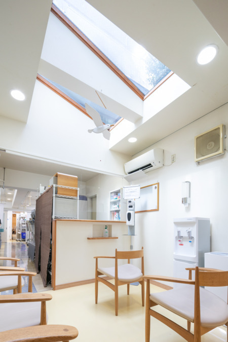 田賀歯科医院（歯科衛生士の求人）の写真3枚目：天窓のある気持ち良い待合室