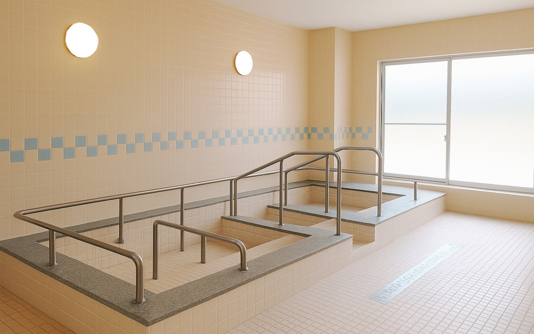 デイサービスセンター桐花園(介護職/ヘルパーの求人)の写真5枚目:とても広い一般浴室です