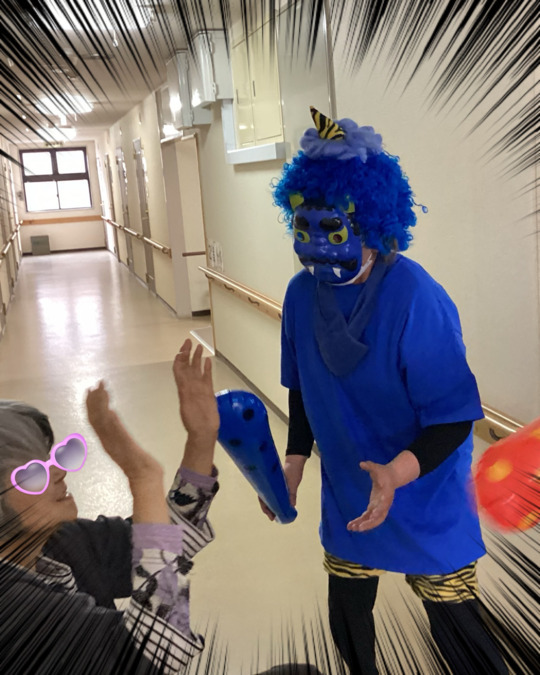 住宅型有料老人ホーム ひなより和光（介護職/ヘルパーの求人）の写真4枚目：節分イベント～豆をぶつけて追い出して～