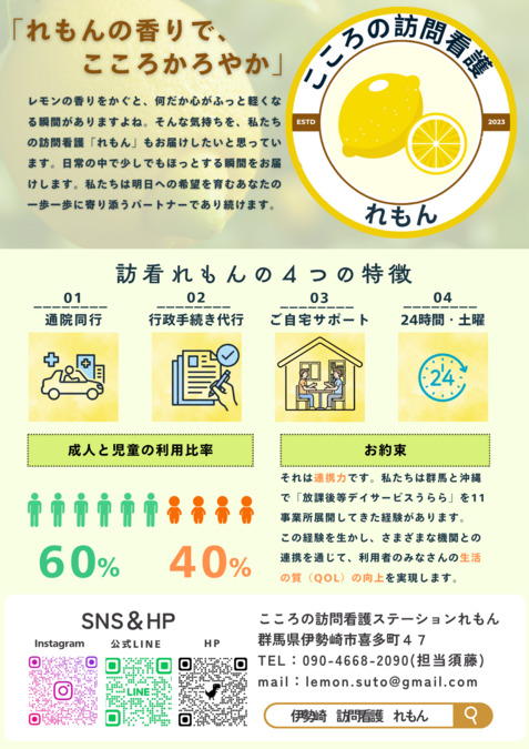 こころの訪問看護ステーションれもん（看護師/准看護師の求人）の写真4枚目：