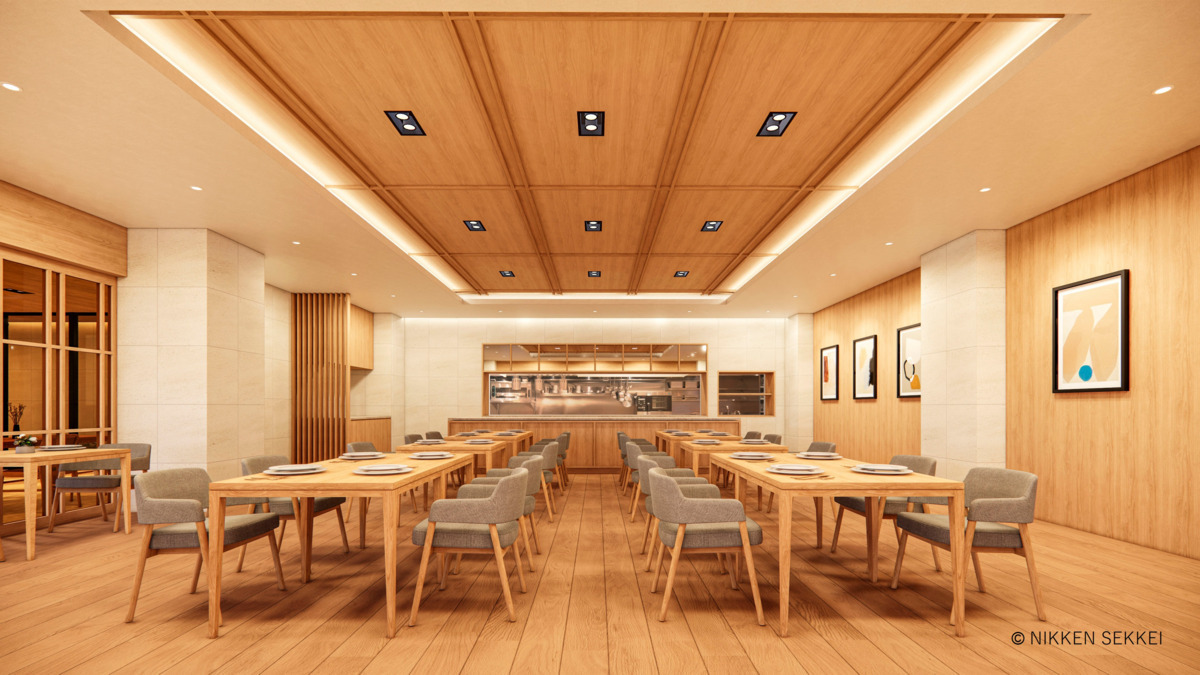 オウカス西千葉【2027年04月オープン予定】（生活相談員の求人）の写真7枚目：【ダイニング】イメージパース