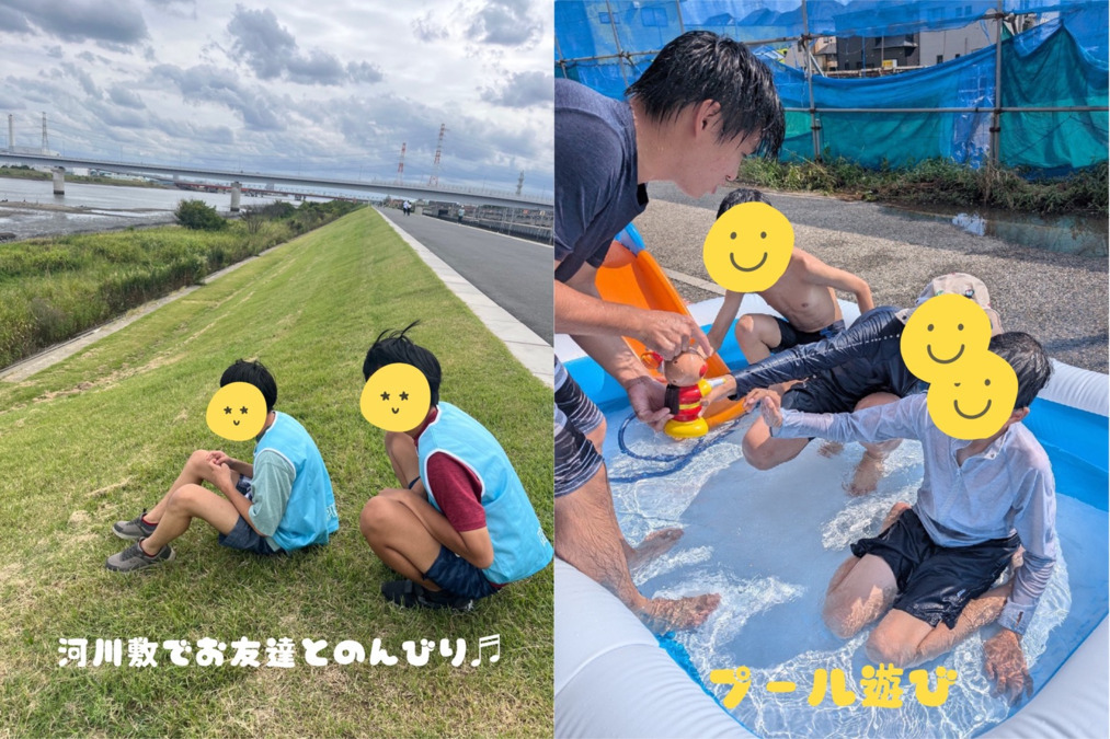 放課後等デイサービス はぴねす（児童指導員/指導員の求人）の写真7枚目：お出かけスポットを探して良い場所を見つけました(^^♪
夏は毎日プール遊び！