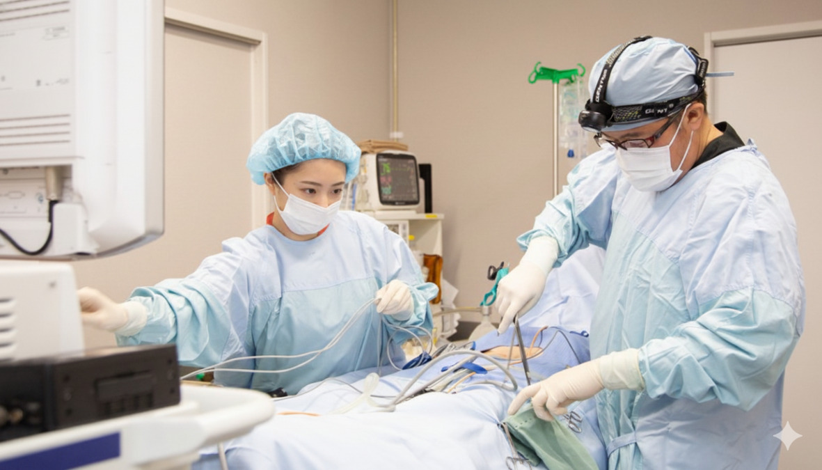 Gi外科クリニック阪神院（看護師/准看護師の求人）の写真4枚目：手術の準備中です。