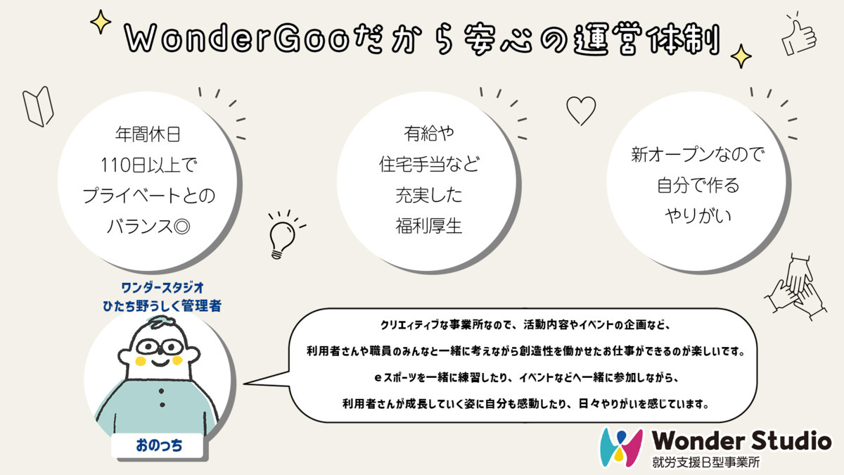 WonderStudio取手【2026年02月01日オープン予定】（生活支援員の求人）の写真4枚目：