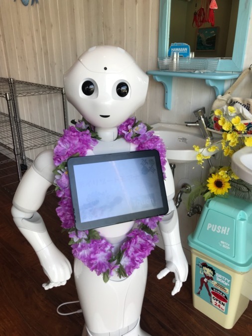 リハビリデイサービス　デイリゾートモアナ（介護職/ヘルパーの求人）の写真4枚目：ペッパー君が脳トレをお手伝いします。