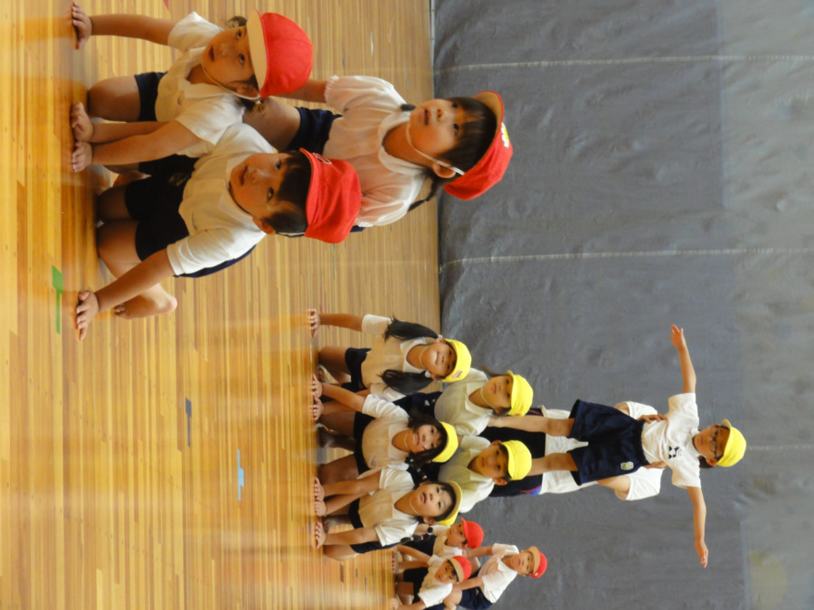 中島こども園(保育士の求人)の写真8枚目:運動会ー年中・年長による組体操~ここ2年室内で実施 5~6月です!