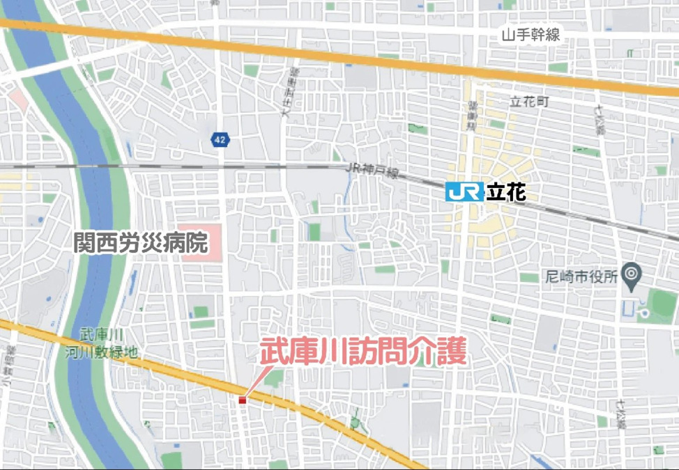 あそか苑武庫川訪問介護事業所の写真2枚目：阪神電車「武庫川駅」徒歩20分／阪神バス「西大島」徒歩1分