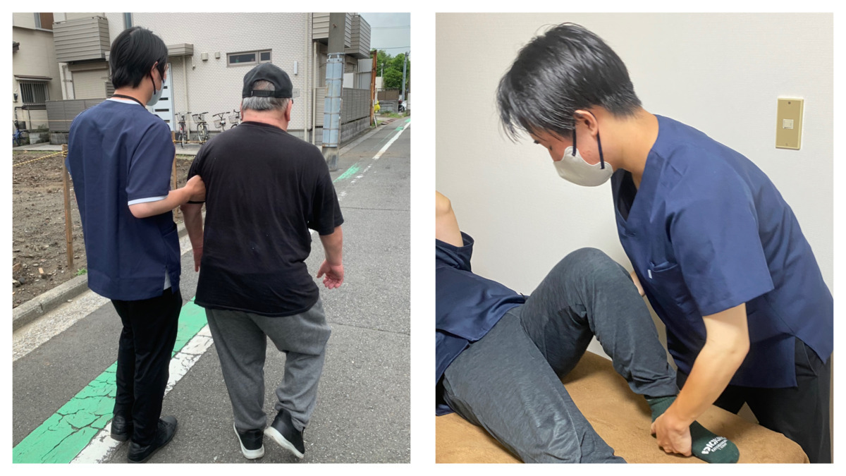 アイジュ鍼灸マッサージ院（あん摩マッサージ指圧師の求人）の写真2枚目：歩行練習、施術の様子。