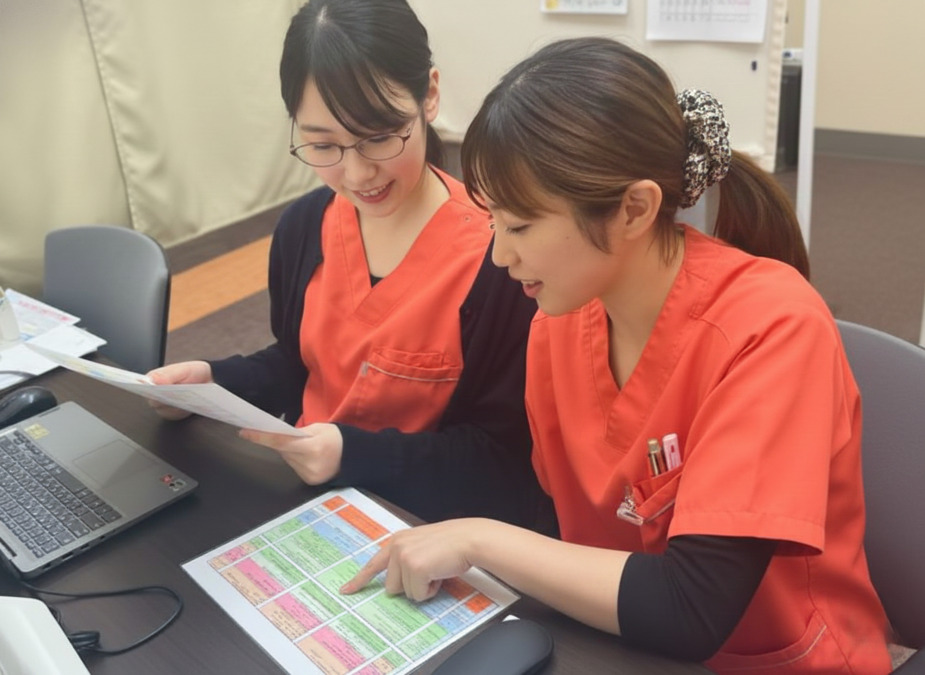 Gi外科クリニック岡山院(看護師/准看護師の求人)の写真7枚目:看護師の打合せ風景