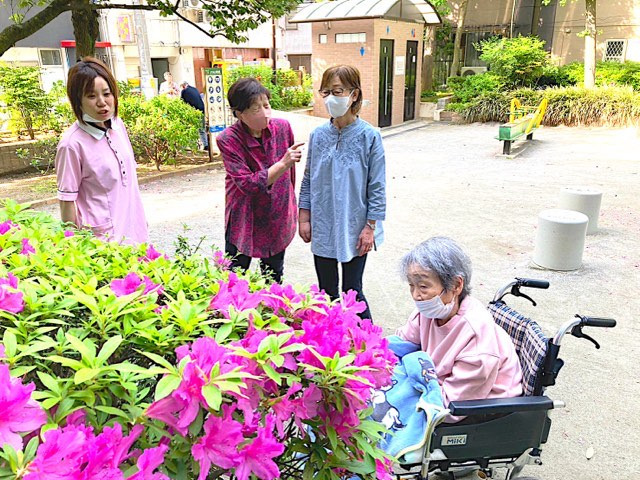 デイサービスハートランド平井(介護職/ヘルパーの求人)の写真8枚目:近所の公園へ散歩