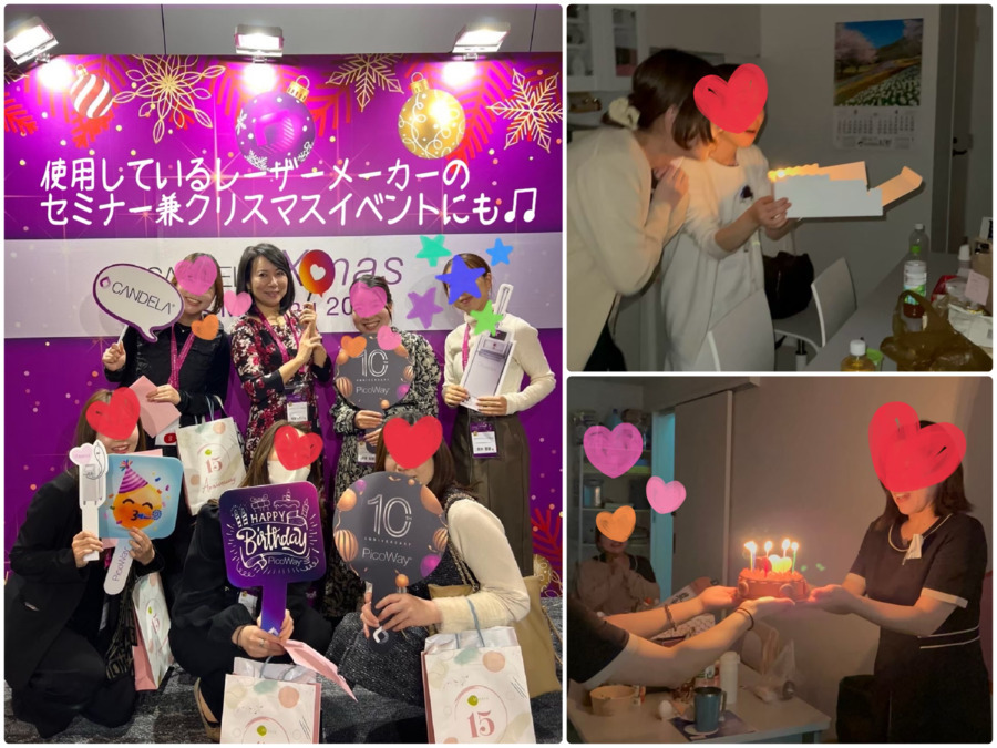 なぎさスキンクリニック尾山台（看護師/准看護師の求人）の写真6枚目：レーザーや美容医療のセミナーではお洒落な懇親会も♪
お誕生日は皆でケーキ！
