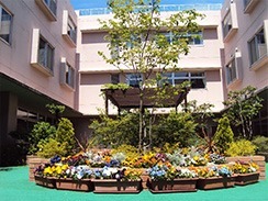 阿見翔裕園デイサービスセンター(介護職/ヘルパーの求人)の写真: 特別養護老人ホーム 阿見翔裕園の中庭です。