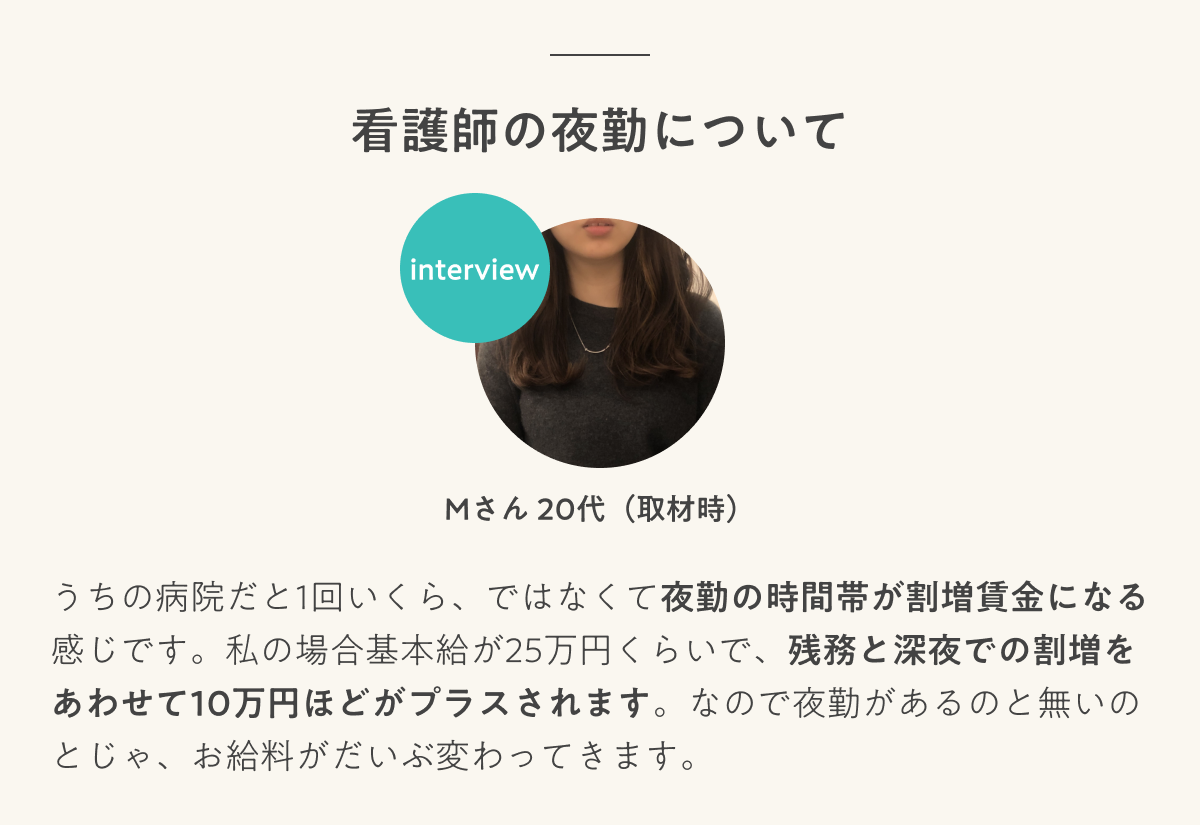インタビュー 看護師の夜勤について