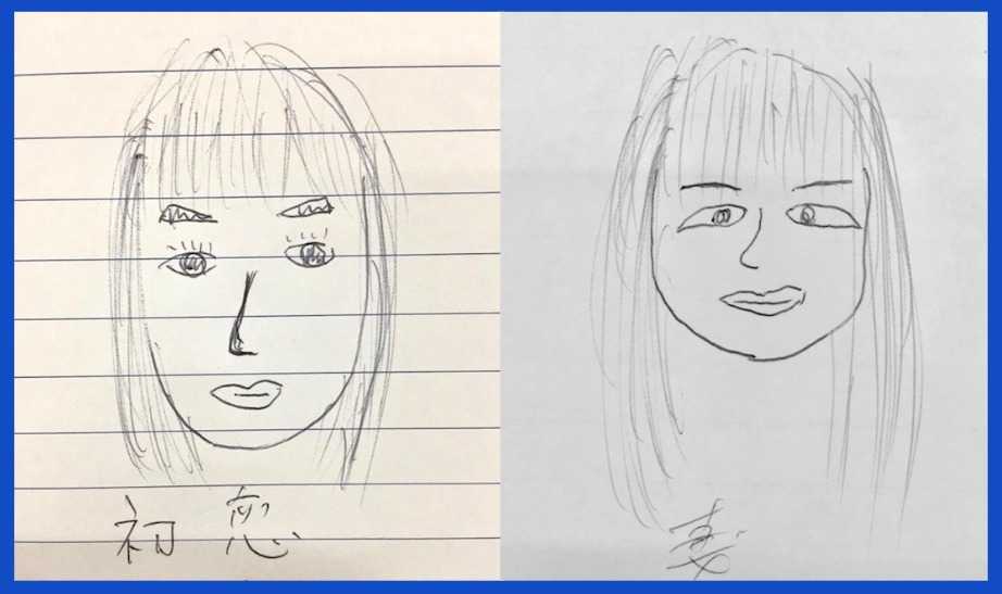 初恋の人と奥さんの似顔絵