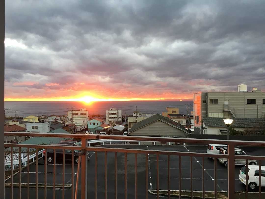 大島医療センターから見た夕焼け