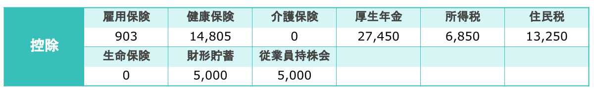 給与明細の控除項目